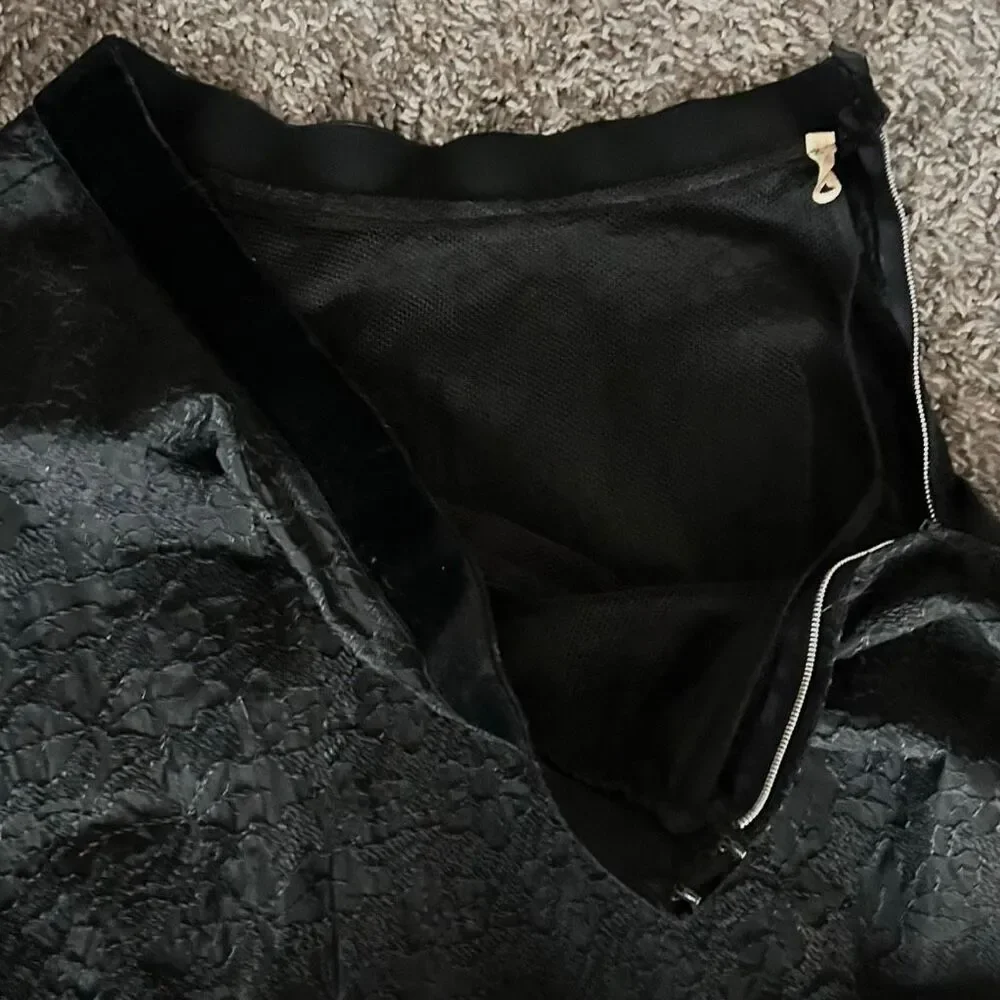 1950s Smart Set Sportswear Black Brocade Full Skirt Tulle Petticoat Velvet Waist